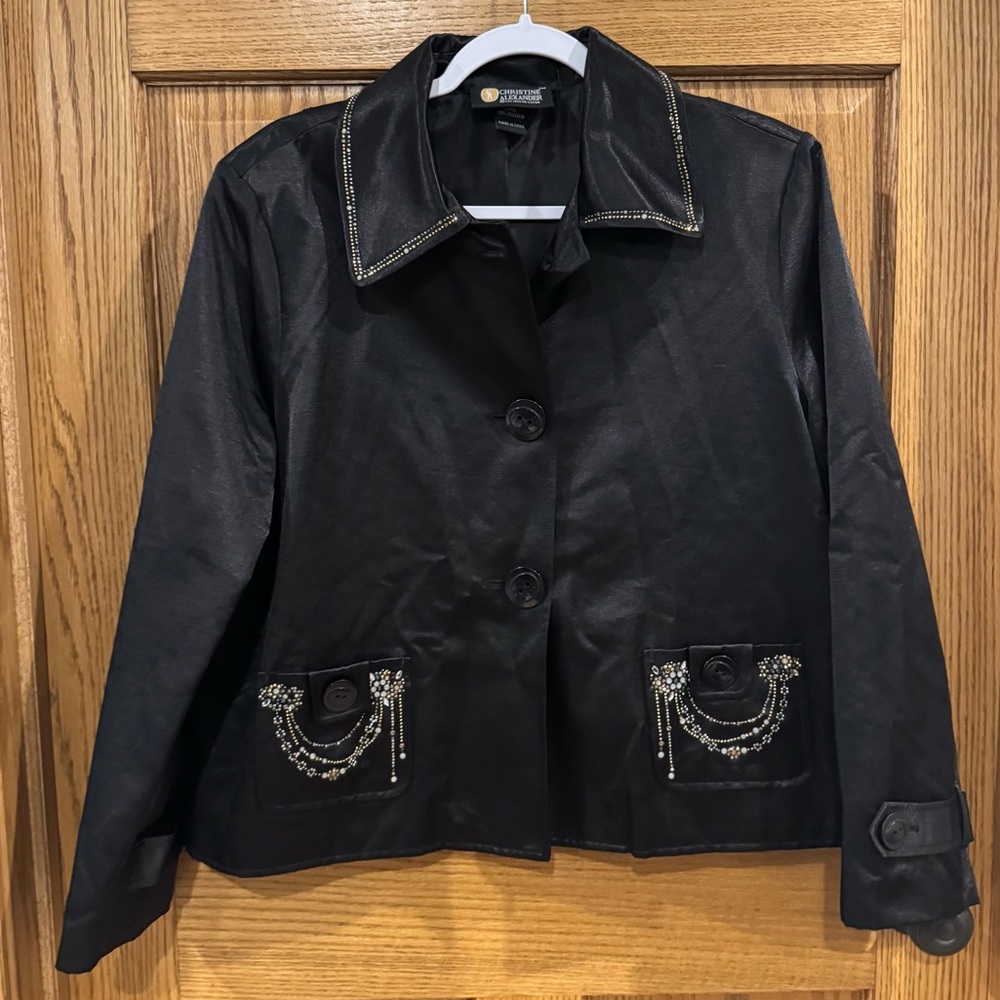 Christine Alexander Black Embellished Jacket – Size 10
